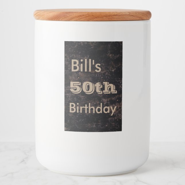 Étiquette Pour Bocaux Customisez votre 50e anniversaire noir et marron (Devant)