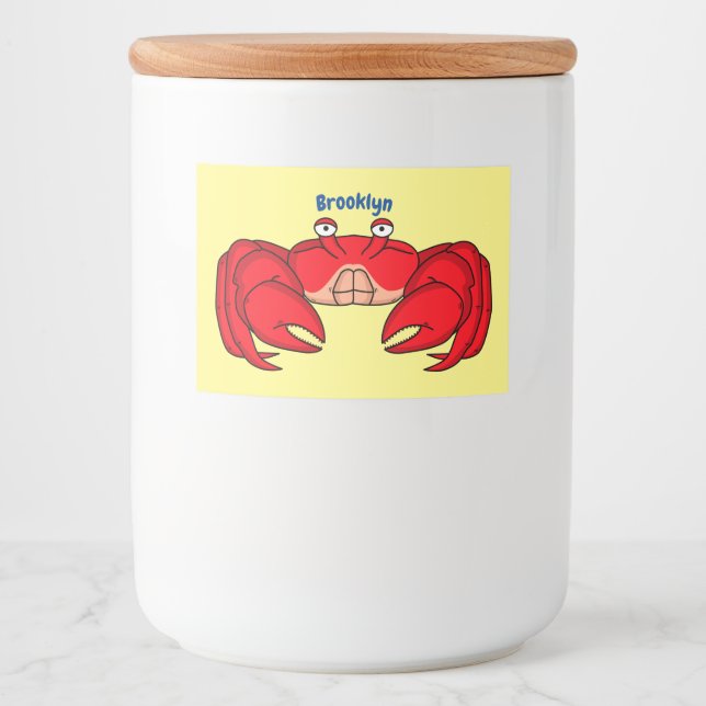 Étiquette Pour Bocaux Cute red crab cartoon (Devant)