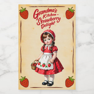Étiquette Pour Bocaux Délice de fraises de la cuisine de grand-mère Vint