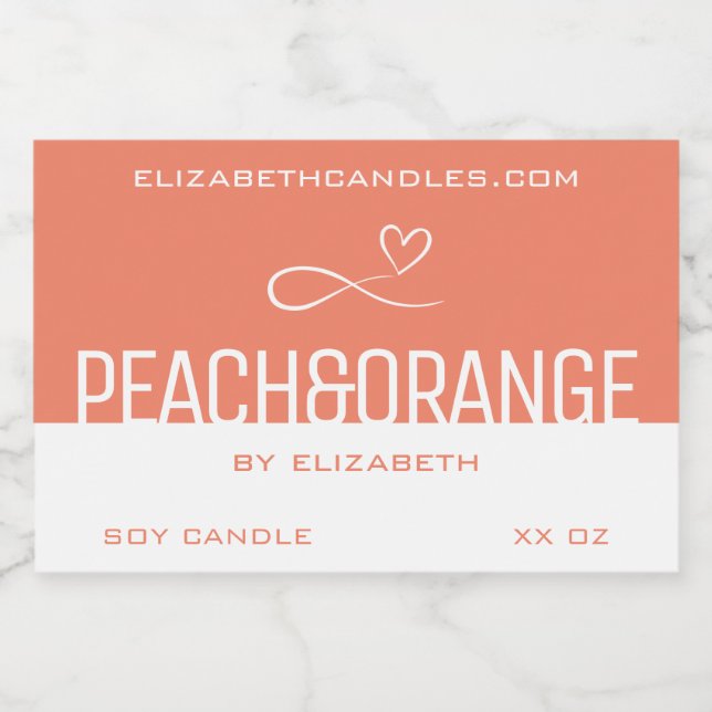 Étiquette Pour Bocaux Design Moderne Simple Peach White Candle & (Étiquettes simples)
