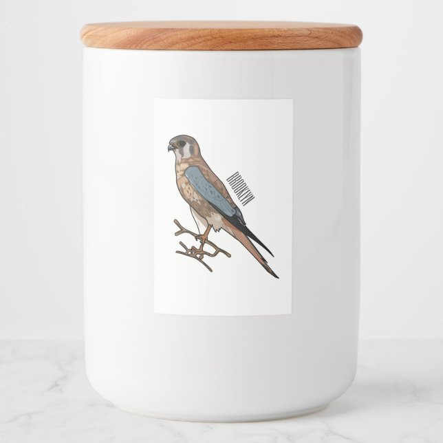 Étiquette Pour Bocaux dessin animé d'oiseau-kestrel américain (Devant)