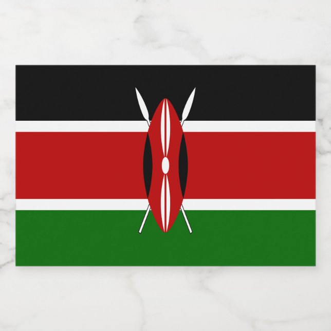 Étiquette Pour Bocaux Drapeau du Kenya (Étiquettes simples)
