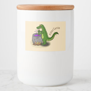 Étiquette Pour Bocaux Drôle alligator vert cuisine dessin animé
