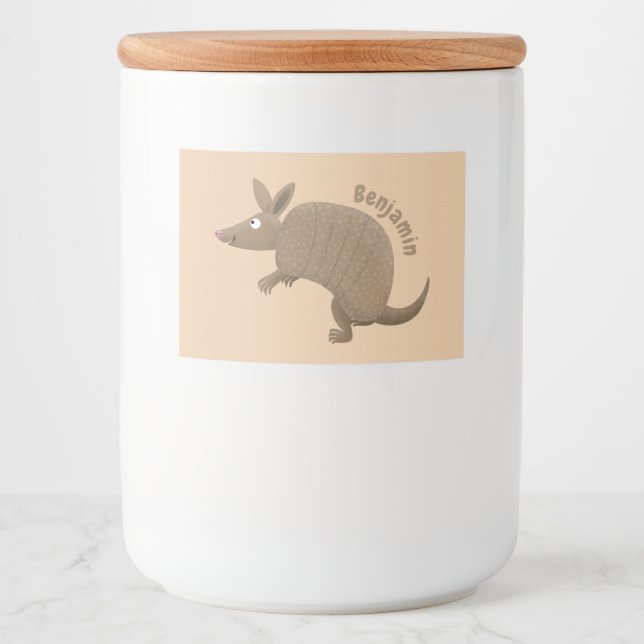 Étiquette Pour Bocaux Drôle armadillo joyeux dessin animé (Devant)