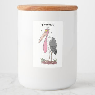 Étiquette Pour Bocaux Drôle dessin animé de cigogne en marabou