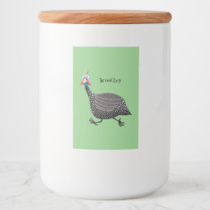 Étiquette Pour Bocaux Drôle dessin animé d'oiseau de Guineafowl