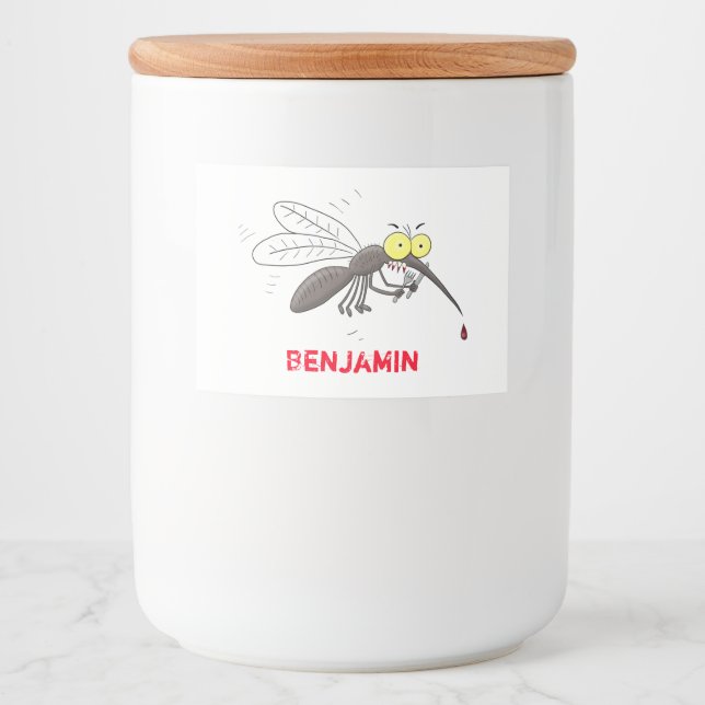 Étiquette Pour Bocaux Drôle dessin d'insecte moustique (Devant)