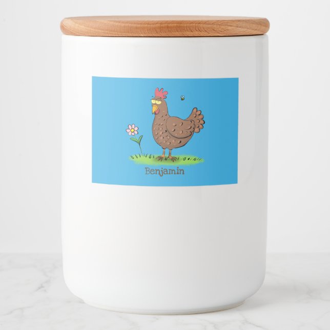 Étiquette Pour Bocaux Drôle poulet rustique whimsical dessin animé (Devant)