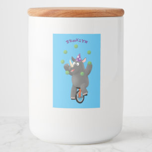 Étiquette Pour Bocaux Drôle rhinocéros mignon jonglant sur monocycle
