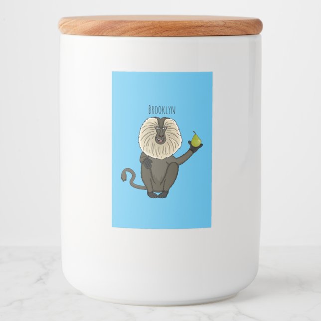 Étiquette Pour Bocaux Drôle singe-singe macaque à queue de lion (Devant)