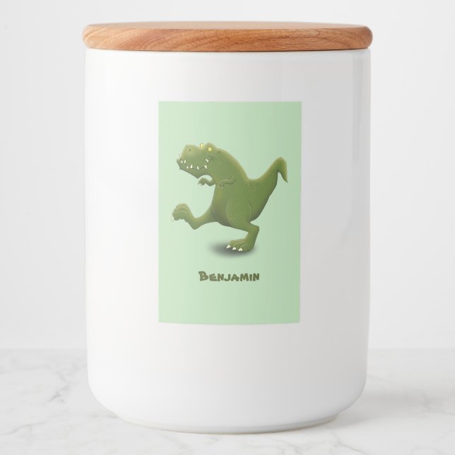 Étiquette Pour Bocaux Drôle T rex dinosaure dessin animé humour (Devant)