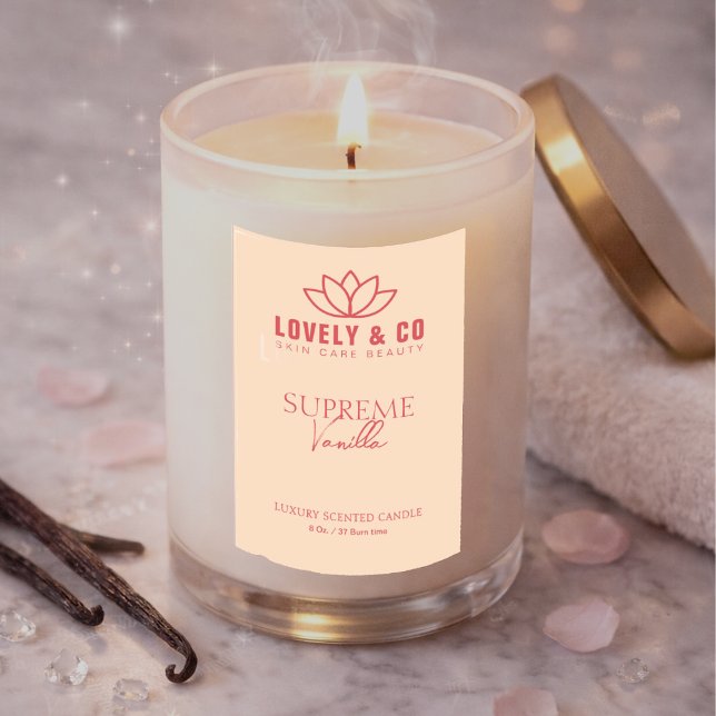 Étiquette Pour Bocaux Elegant Rose & Ivory Candle Product Label  (Créateur téléchargé)