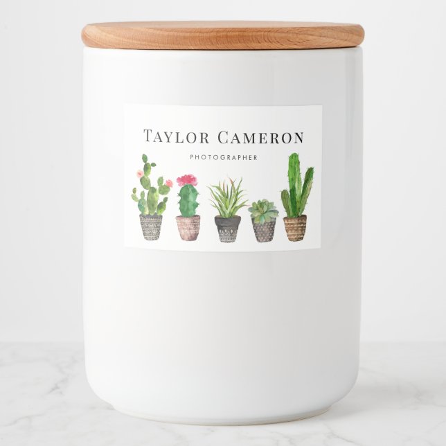 Étiquette Pour Bocaux Entreprise de cactus et de plantes grasses en pot  (Devant)