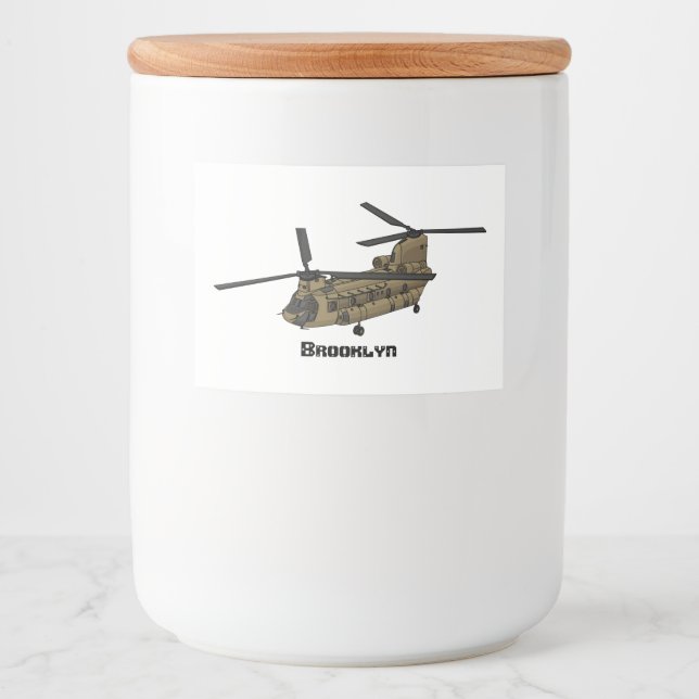 Étiquette Pour Bocaux Exemple d'hélicoptère militaire Chinook (Devant)