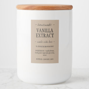 Étiquette Pour Bocaux Extrait de vanille artisanal fait avec amour
