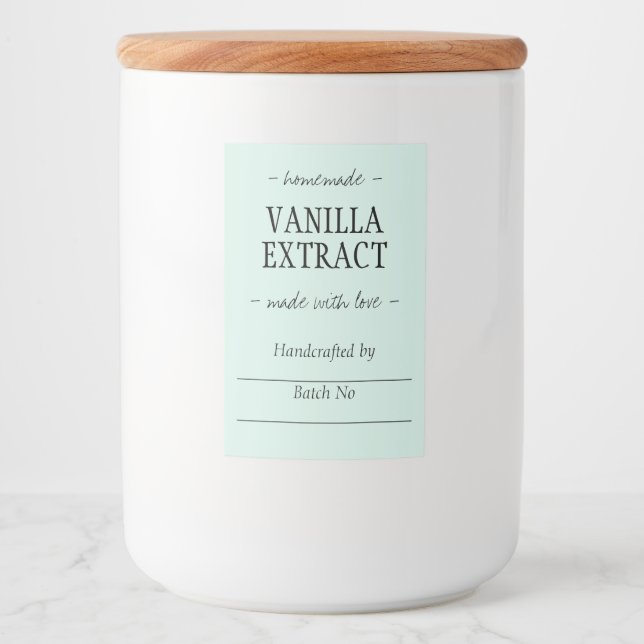 Étiquette Pour Bocaux Extrait de vanille artisanal vert (Devant)