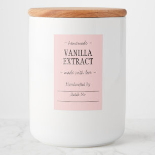 Étiquette Pour Bocaux Extrait de vanille rose fait maison artisanal