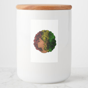 Étiquette Pour Bocaux Femme noire rasta afro rouge jaune vert