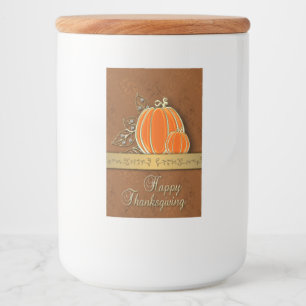 Étiquette Pour Bocaux Feuilles Citrouilles précieux de Thanksgiving Gold