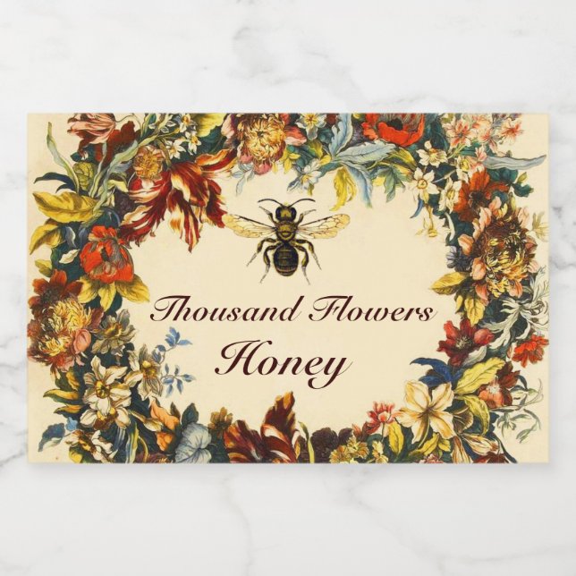 ÉTIQUETTE POUR BOCAUX FLEURS DE PRINTEMPS HONEY BEE, BEEKEEPER (Étiquettes simples)