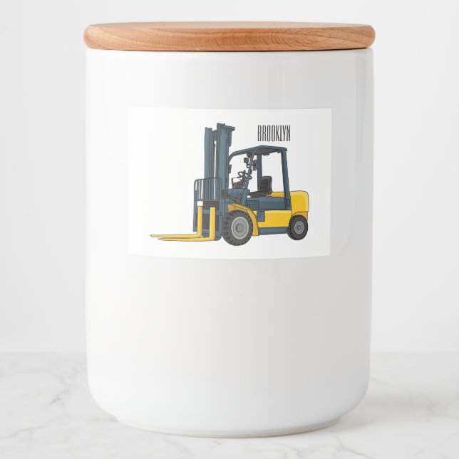 Étiquette Pour Bocaux Forklift cartoon illustration (Devant)