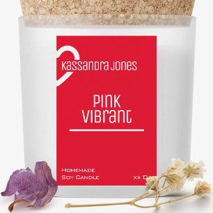 Étiquette Pour Bocaux Forme cardiaque moderne Vibrant rose rouge bougie 