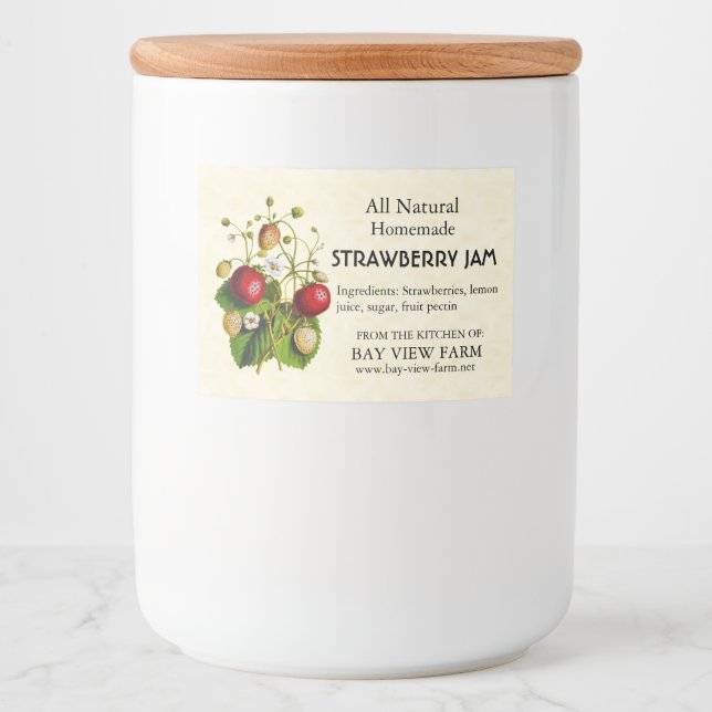 Étiquette Pour Bocaux Fraises vintages (Devant)