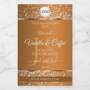 Étiquette Pour Bocaux Golden Brown Logo Initiales Parties scintillant Pr