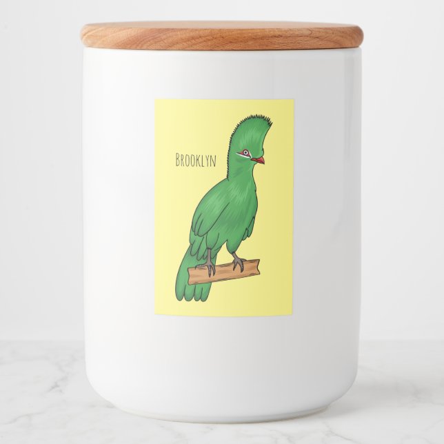 Étiquette Pour Bocaux Guinée turaco bird cartoon (Devant)