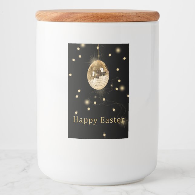 Étiquette Pour Bocaux Happy Easter Gold Disco Ball (Devant)