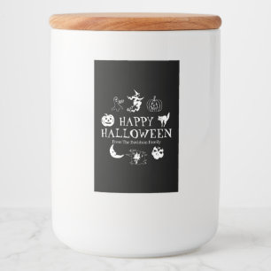 Étiquette Pour Bocaux Happy Halloween nom personnalisé noir blanc éffray