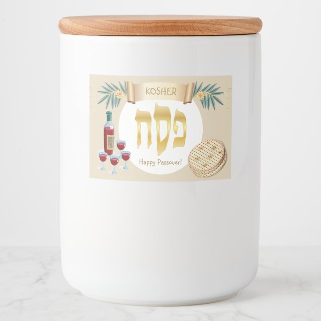 Étiquette Pour Bocaux Happy Passover Holiday Kosher Pesach Seder (Devant)