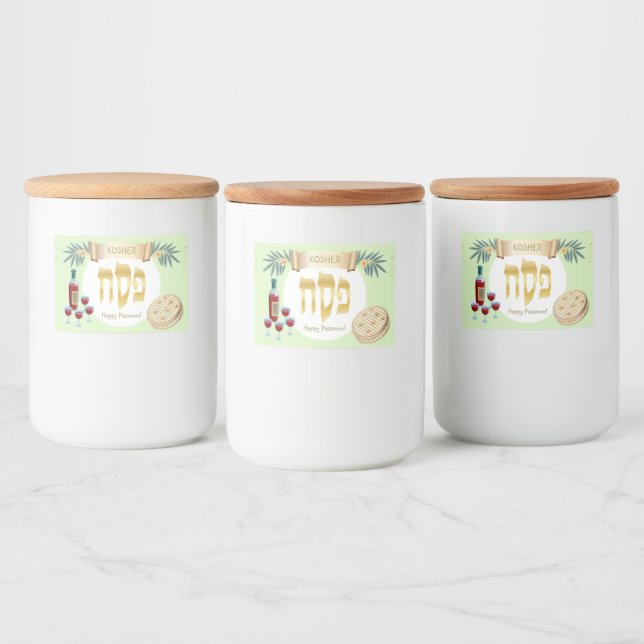 Étiquette Pour Bocaux Happy Passover Holiday Kosher Pesach Seder (Bouteilles)