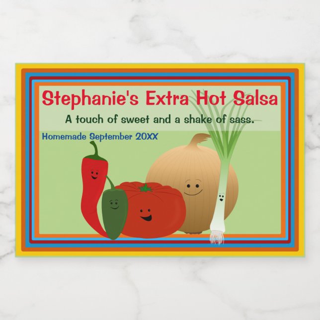 Étiquette Pour Bocaux Happy Salsa Mix Personnalisé (Étiquettes simples)