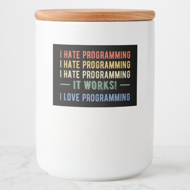 Étiquette Pour Bocaux I Hate Programmation - Drôle Programmeur I (Devant)