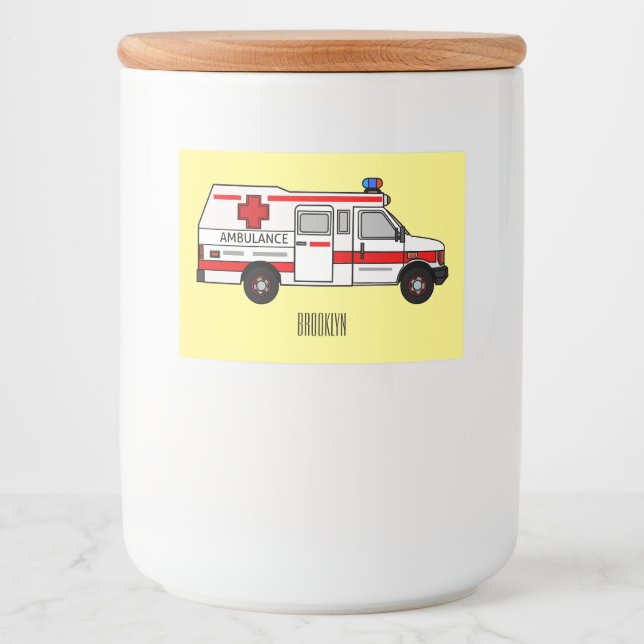 Étiquette Pour Bocaux Illustration d'ambulance (Devant)