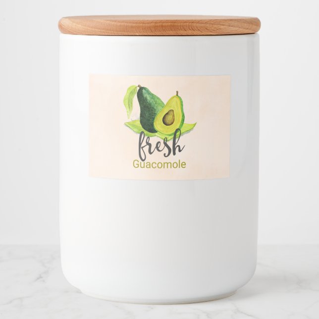 Étiquette Pour Bocaux Illustration d'Avocado vert frais Guacomole (Devant)