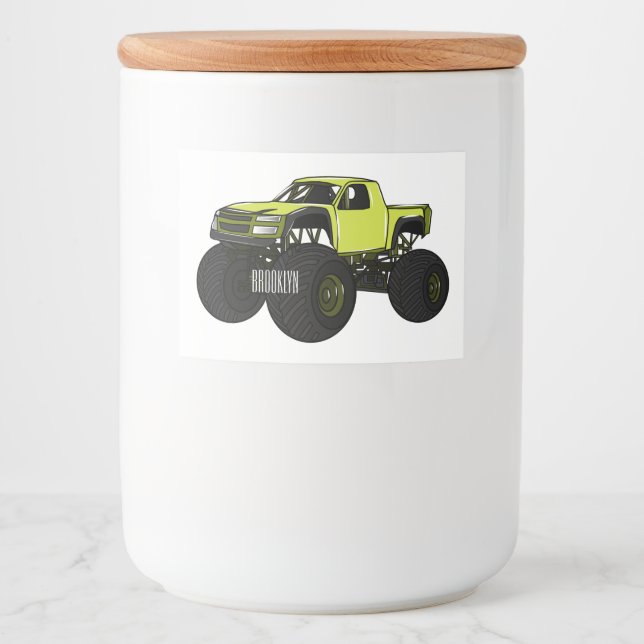 Étiquette Pour Bocaux Illustration de camion monstre (Devant)