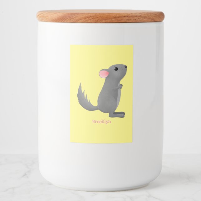 Étiquette Pour Bocaux Illustration de chinchilla gris mignon (Devant)
