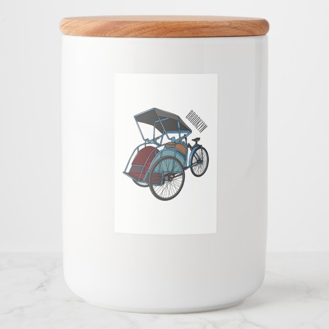 Étiquette Pour Bocaux Illustration de cyclo-pousse (Devant)