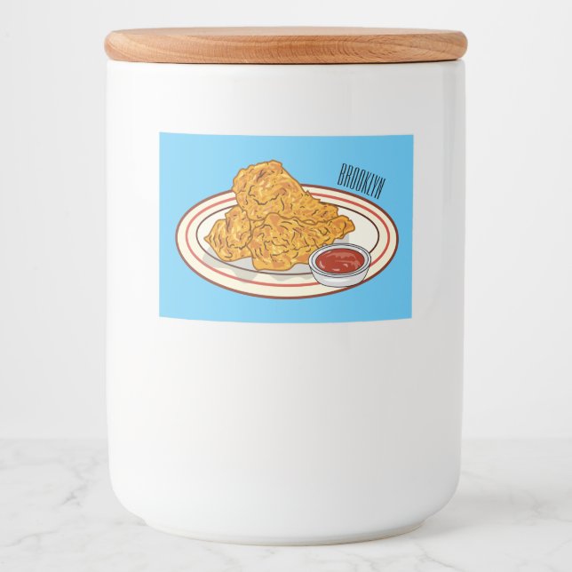 Étiquette Pour Bocaux Illustration de dessin animé sur le poulet frit (Devant)