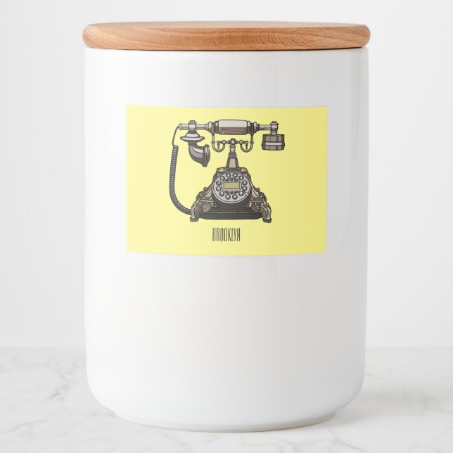 Étiquette Pour Bocaux Illustration de dessin téléphonique (Devant)