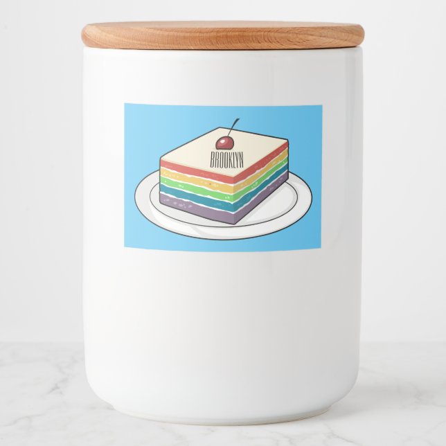 Étiquette Pour Bocaux Illustration de gâteau arc-en-ciel (Devant)