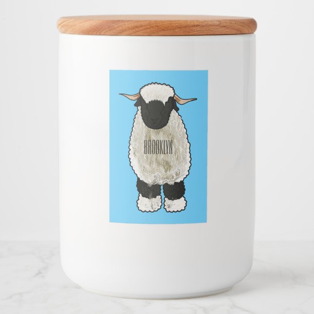 Étiquette Pour Bocaux Illustration de la caricature de mouton Valais Bla (Devant)