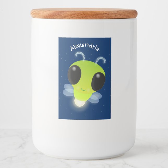 Étiquette Pour Bocaux Illustration de la luciole vert mou (Devant)
