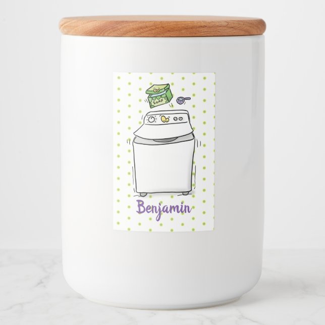 Étiquette Pour Bocaux Illustration de lave-linge mignonne (Devant)