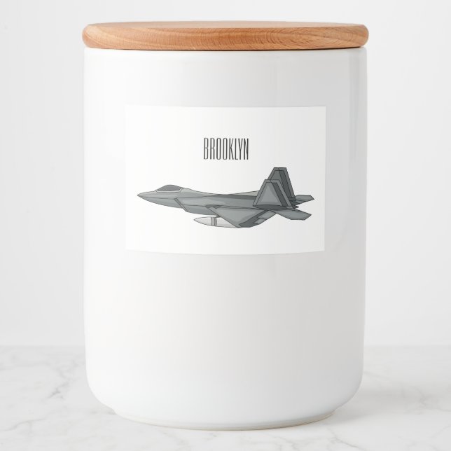 Étiquette Pour Bocaux Illustration de l'avion de chasse (Devant)