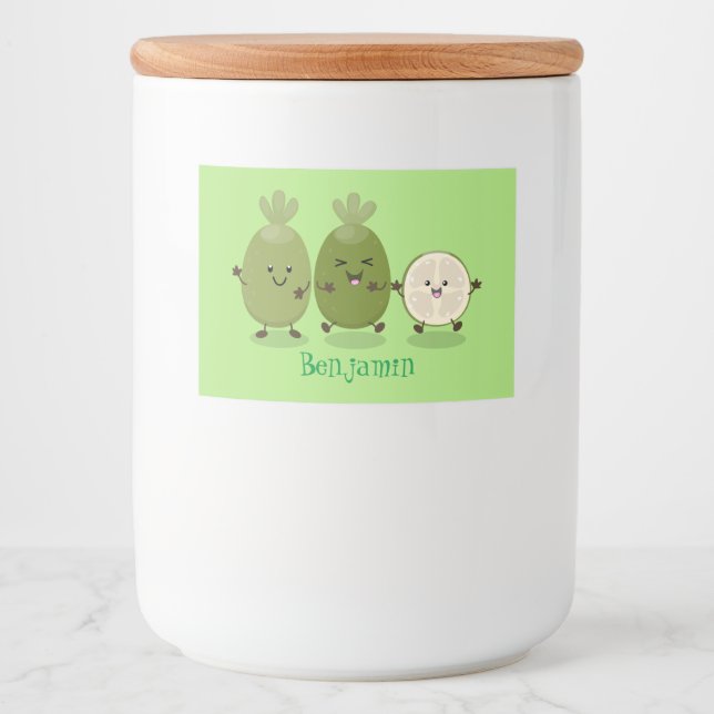 Étiquette Pour Bocaux Illustration de mignonne guava feijoa (Devant)