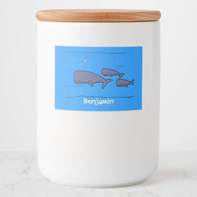 Étiquette Pour Bocaux Illustration de mignonne migratrice de baleines à  (Devant)