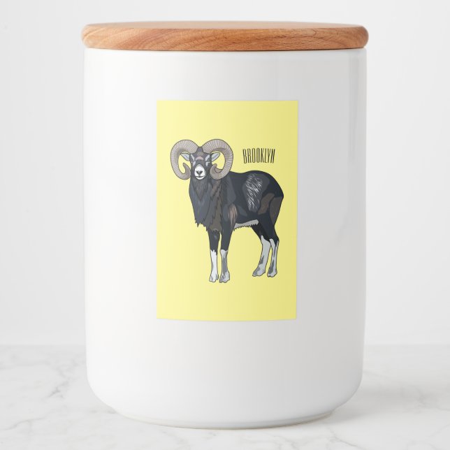 Étiquette Pour Bocaux Illustration de mouflon, mouton (Devant)